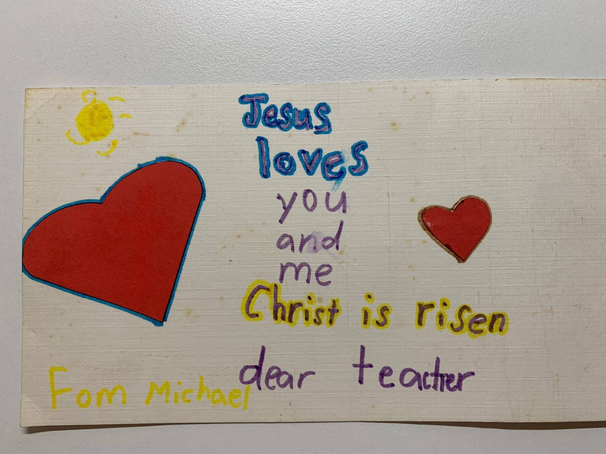 Child’s hand-drawn card for their violin teacher